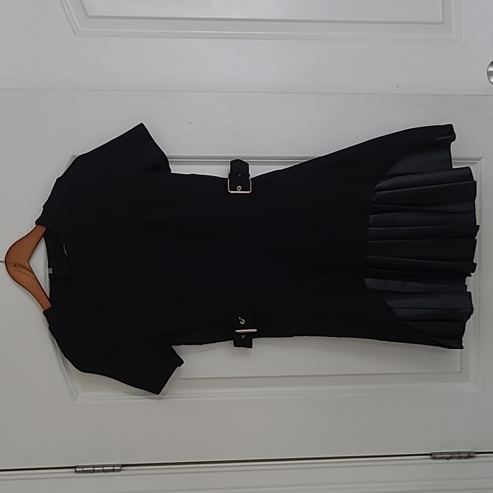 Karen Millen Tailored Military Faux Leather Pleat Mini Dress